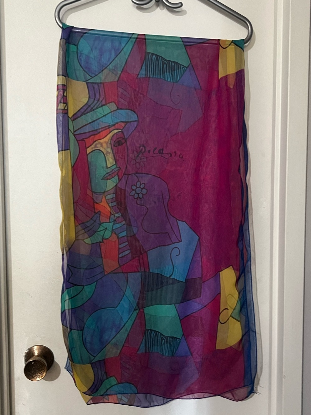 Multi-Color Abstract Print Swim Cover-Up Sarong/Scarf